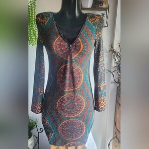 Aryeh multi colored abstract sweater dress Size S